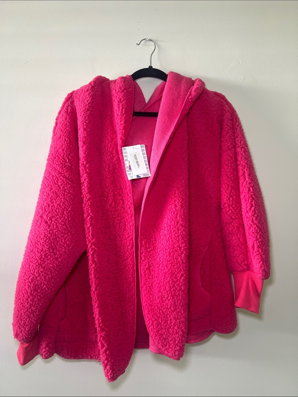 LuLaRoe Teddy Bear Hot Pink Sherpa Hooded Jacket